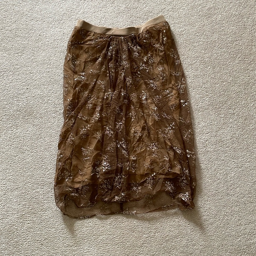 Zara brown glitter mesh skirt